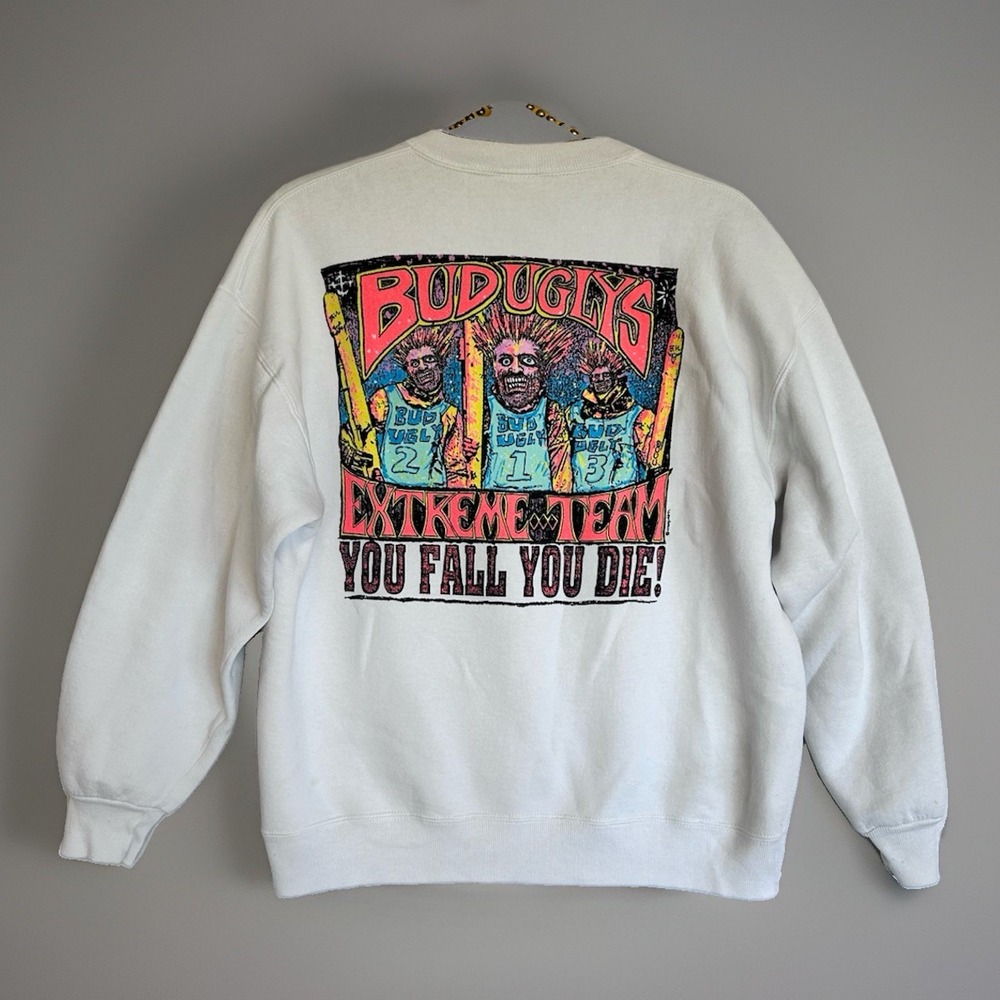 VTG CRAZY SHIRTS Hawaii Sweatshirt 80s 90s Bud Ugly's Extreme Team Surf Ski SZ L